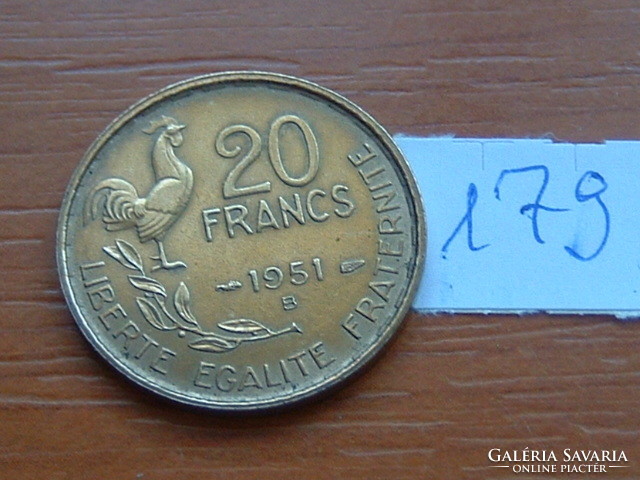 FRANCIA 20 FRANCS FRANK 1951 B (B - G. GUIRAUD) 4 TOLL,KAKAS 179.