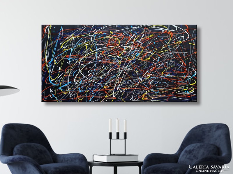 Vörös Edit: Jackson Pollock Style Abstract N21002 120x60cm