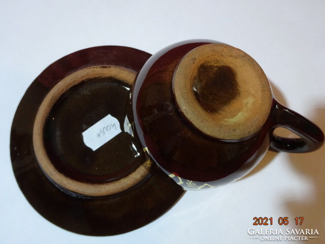 Csoki barna mázas kerámia kávéscsésze + alátét. Vanneki!