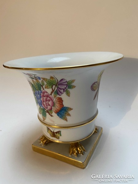 Herendi Empire kaspó, váza Viktória mintás, 13x15 cm