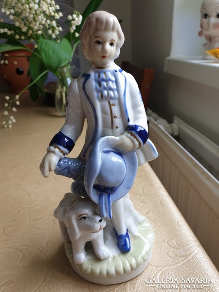 Antik porcelán figura pár, hűséges pár kutyával eladó!