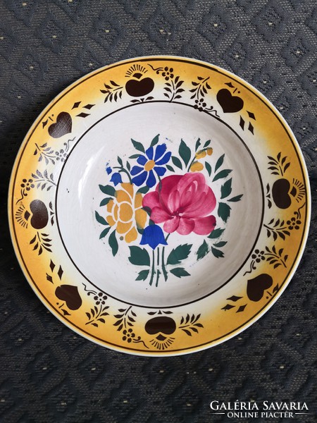 Rare, antique, marked Wilhelmsburg wall plate, faience plate, plus a gift plate holder!