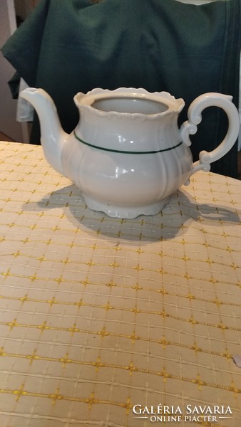 Green striped teapot zsolnay