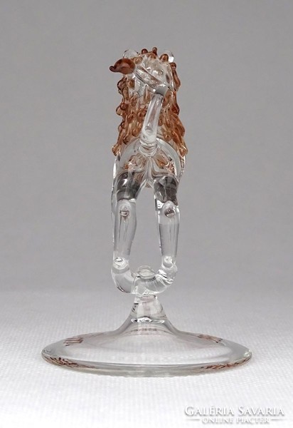 1E467 Kisméretű fújt üveg állat oroszlán 7.5 cm
