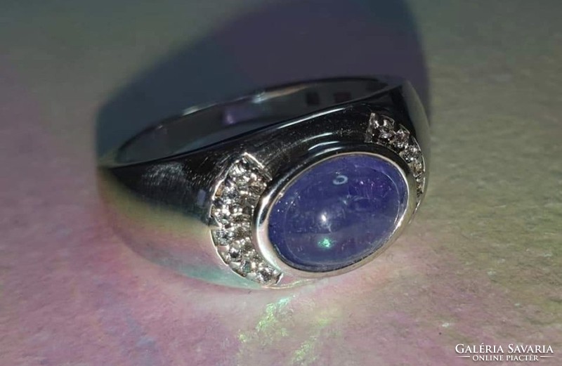 Tanzanit drágaköves  sterling ezüst gyűrű 925/ - új  57 méret