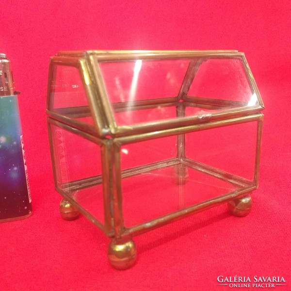 Old copper fire-gilded jewelry holder, gift box, box.