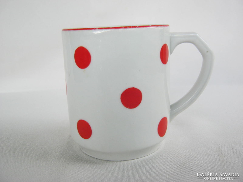 Porcelain red polka dot mug from Kőbánya