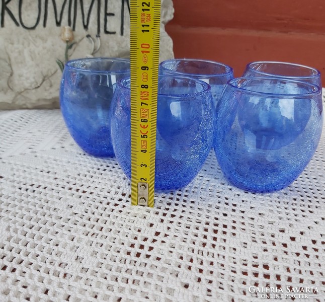 Retro short drink glass glasses cracked beautiful blue veil glass veil karcagi berek bath glass