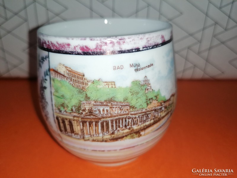 Antik Karlsbadi porcelán, fürdő emlékpohár
