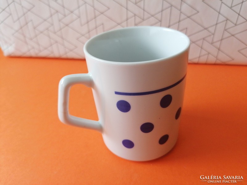 Retro zsolnay blue polka dot cup with mug. 1.
