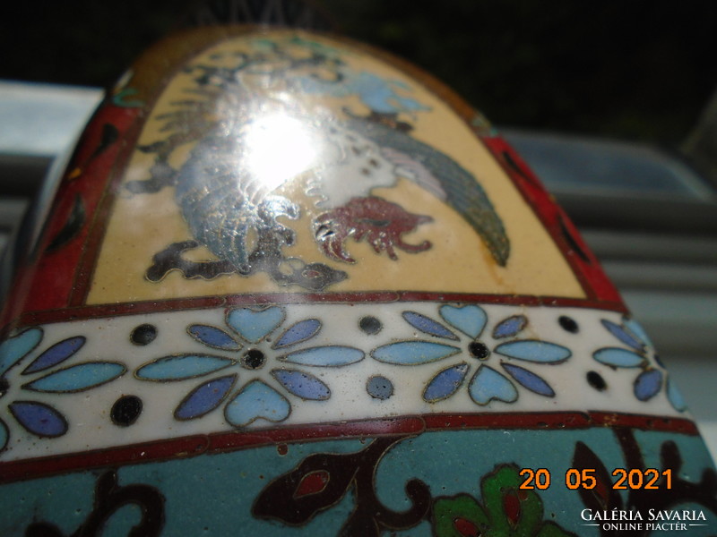 19 Sz cloisonné Japanese phoenix and dragon pattern vase Meiji era