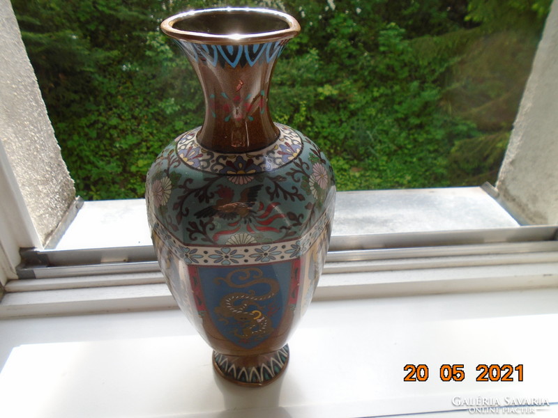 19 Sz cloisonné Japanese phoenix and dragon pattern vase Meiji era