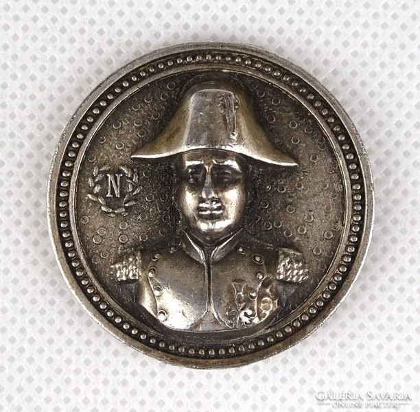 1E511 Régi ezüstözött kétoldalas Párizs Napoleon ajándék érem