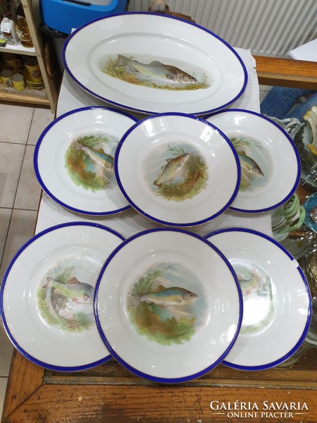 Csehszlovák porcelán halas készlet