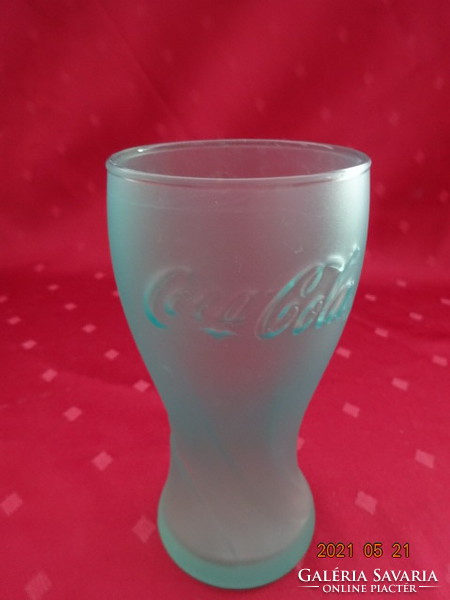 Coca cola - bluish green glass cup, height 15 cm. Made for football russia russia 2018. He has!