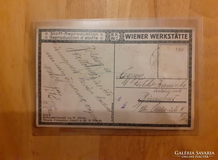 Képeslap 1922-ből (138mm x 88mm) Wiener Werkstatte - 100 éves "műemlék" gyűjtőknek