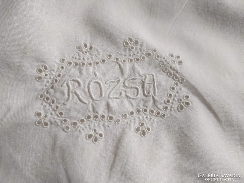 Old, retro embroidered pillowcase with the name of the rose embroidered on it - for large pillows