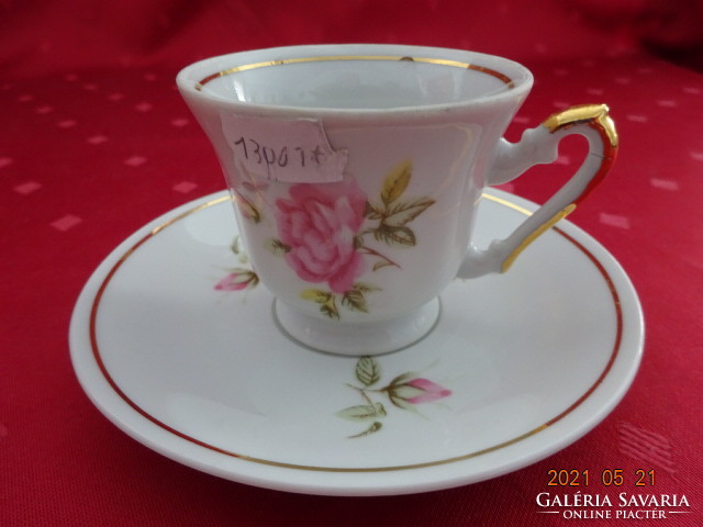 Pp Yugoslavian porcelain coffee cup + coaster, rose pattern. He has! Jokai.
