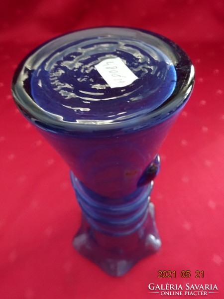Blue glass vase with a wavy edge height of 20.5 cm. He has! Jókai.