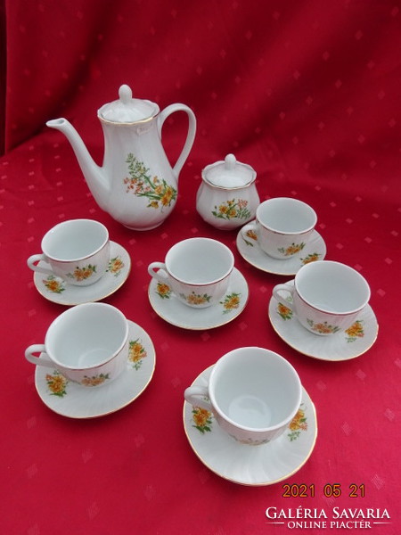Bulgarian porcelain, six-person, yellow floral, 14-piece coffee set. He has!