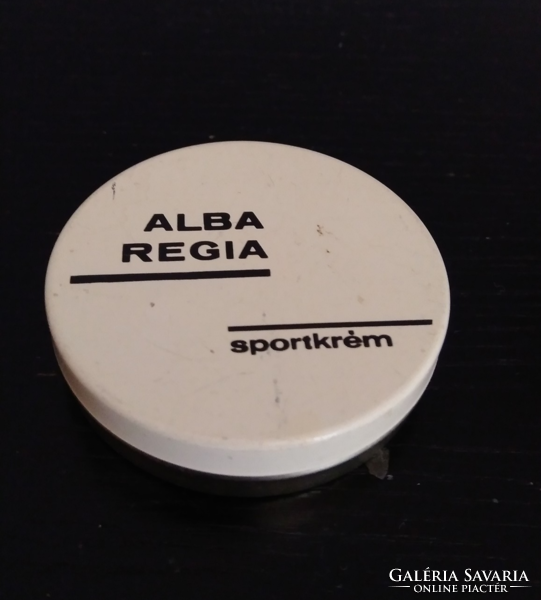 Metal box of retro alba regia sports cream, which, according to the label, is great for all skin types and occasions