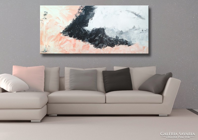 Vörös Edit: Pink Black Gray Abstract 180x80cm