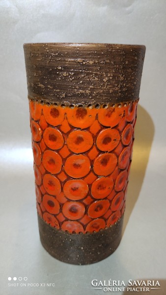 Vintage Bitossi Aldo Londi jelzett kerámia váza barna - narancs színű
