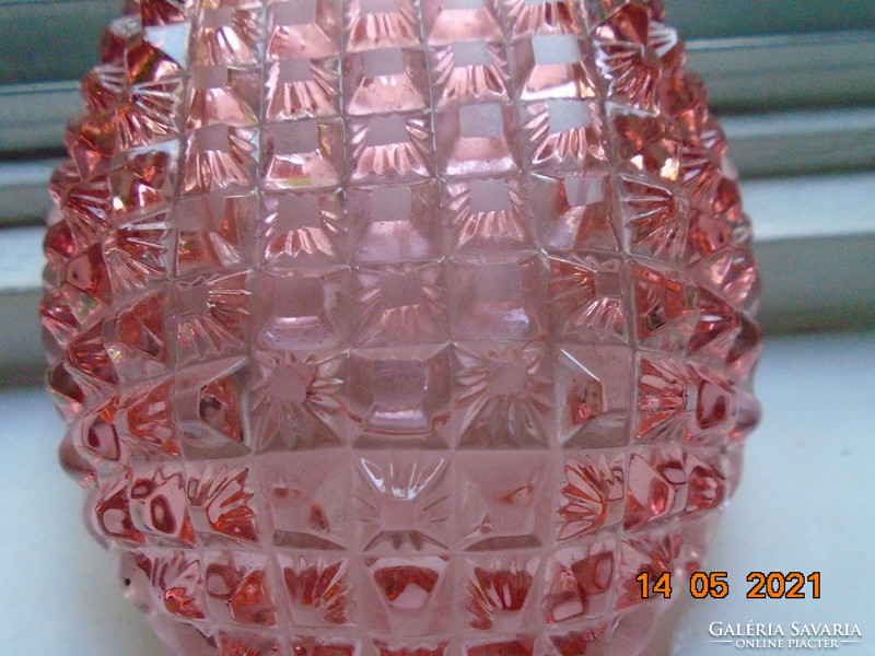 Antique diamond cut pink crystal piper oval bowl