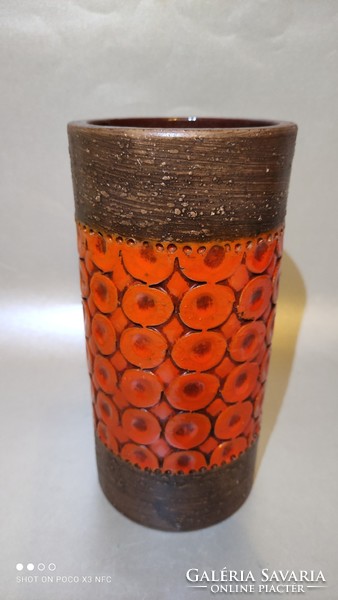Vintage bitossi aldo londi marked ceramic vase brown - orange color