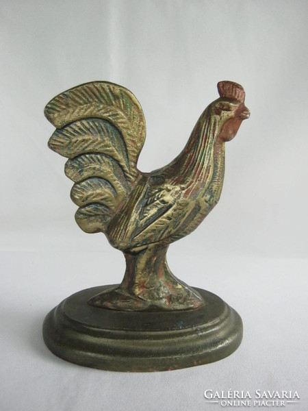 Painted metal rooster statue