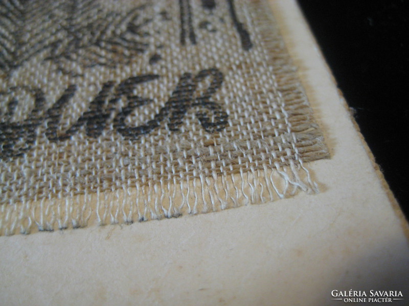 Egyedi készítésű újévi  levelező lap a nagyvenes évekből   , textil alapon  , kézi festés