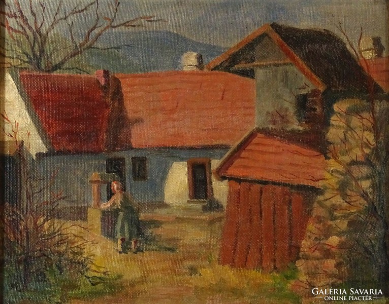 1E635 Magyar festő XX. század : Hegyvidéki tanyaudvar