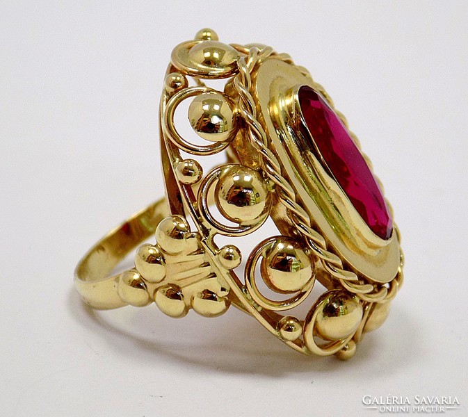 Red stone gold ring (zal-au73619)