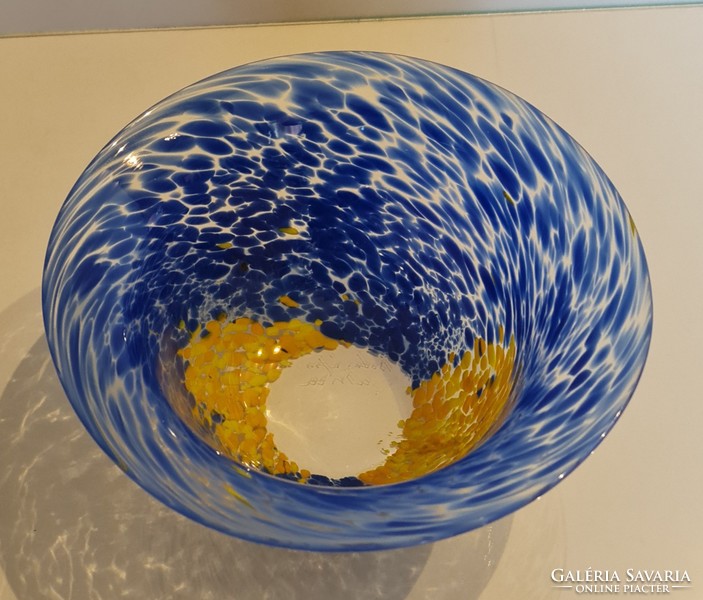 Kosta boda blue-yellow polka dot tray