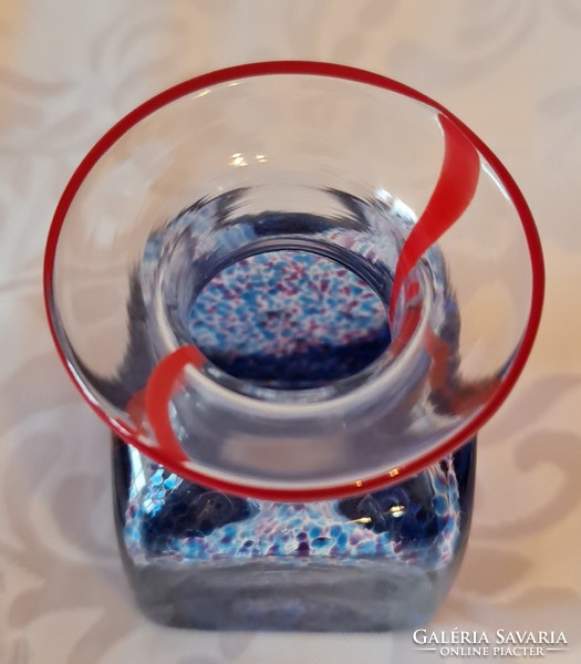 Kosta boda- glass vase with red rim