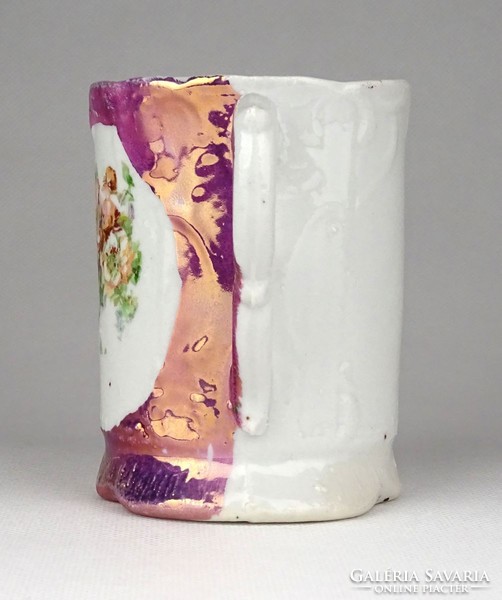 1E559 Antik irizáló felületű porcelán bögre