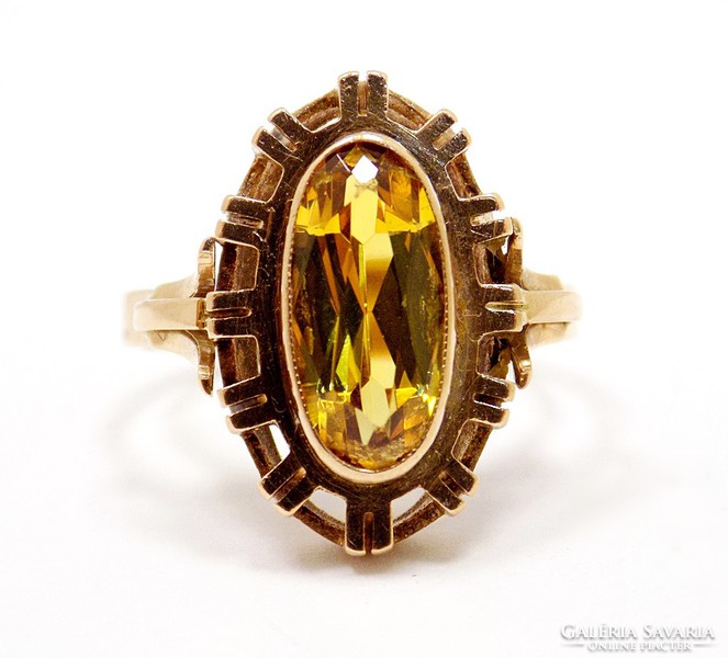 Sárga köves arany gyűrű (ZAL-Au92651)