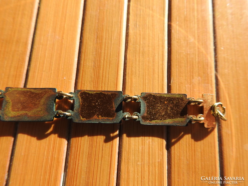 Vintage fire enamel bracelet - bracelet - with flower and sailing fire enamel inserts