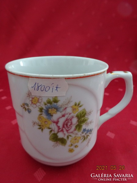 Czechoslovak porcelain mug with spring flowers, height 8.5 cm. He has!