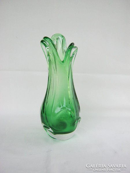 Bohemia green thick glass vase