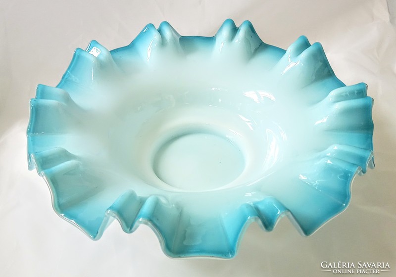 American Fenton Turquoise Opal Glass Bowl 28cm Brides Bascet