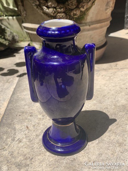 Beautiful cobalt blue gilded-eared altwien vase