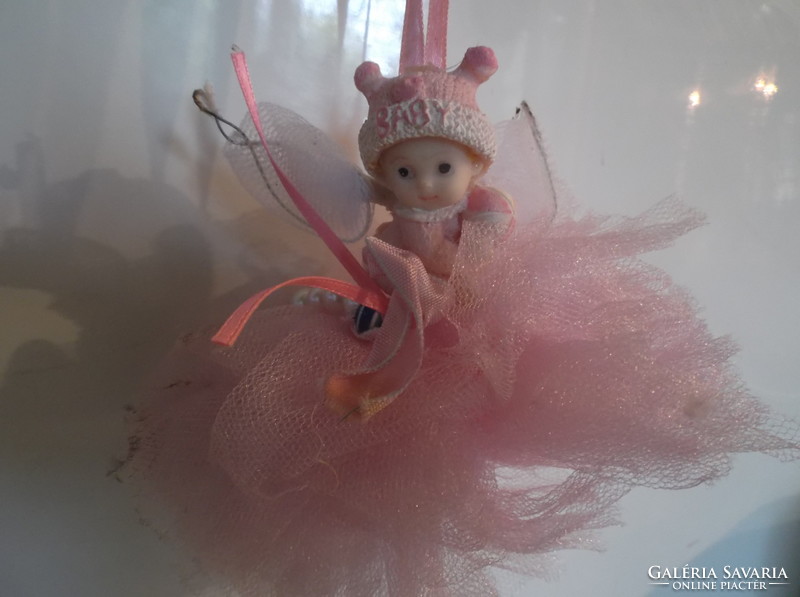 Statue - doll - with tulle - 12 x 12 cm - ceramic - German - flawless