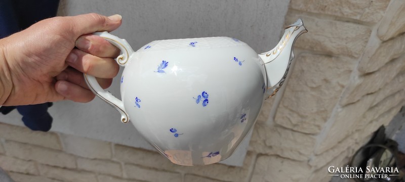 Antique Herend tea pot, painted with a blue floral pattern! Gilded! Elegant, luxurious tea and coffee too!