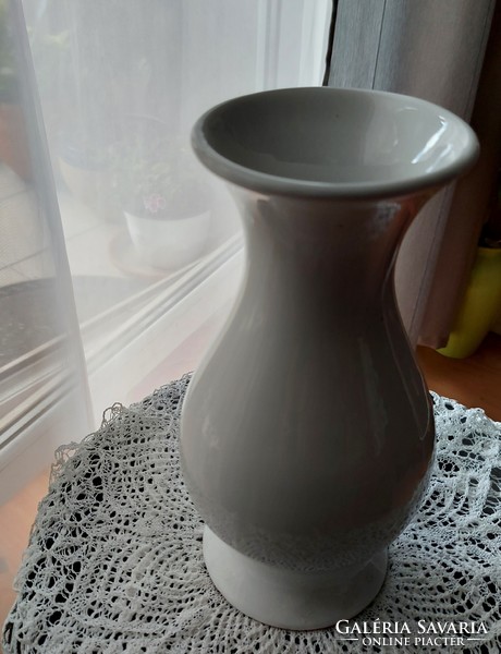 Zsuzsa Morvay  handmade white glazed ceramic vase, elegant decorative ornament
