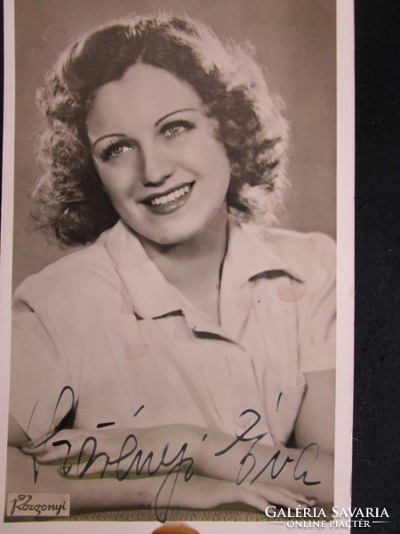 Szörényi Éva (1917-2009) színésznő által ALÁÍRT DEDIKÁLT FOTÓLAP cca. 1939