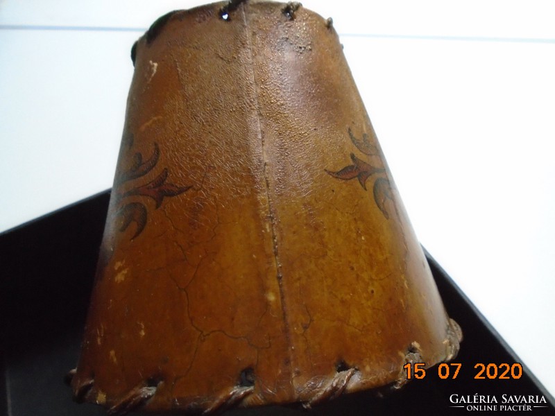 Medieval codex king pattern with antique parchment lampshade with leather border