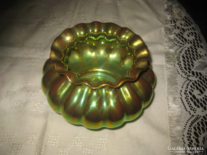 Zsolnay  eozin ,  gerezdes  asztal közép  16 x 10 cm