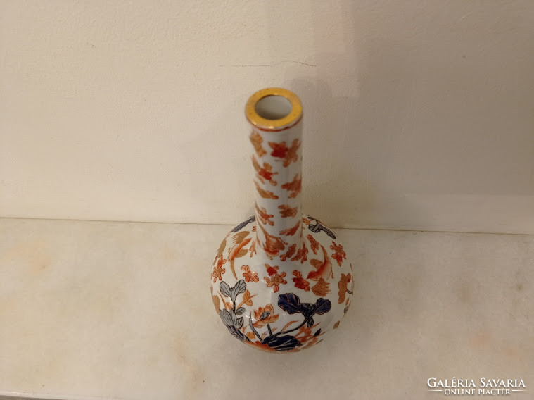 Antik kínai kis asztali porcelán virág váza madár motívummal 4281