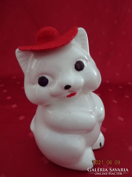 German porcelain figurine, sitting kitten - bushing, height 13 cm. He has!